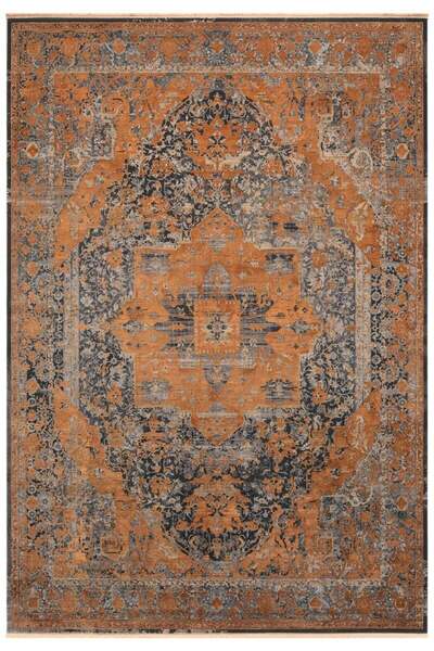 zebrahome ZH_Elexus Halı Diamond 3774 Turuncu Doğal İplik-Viskon Pamuk Taban ...