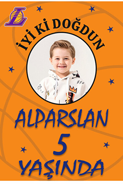 emrestore Kişiye Özel Doğum Günü Afişi Posteri Pankartı Basketbol Temalı