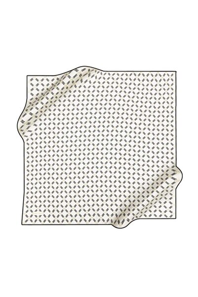 Pierre Cardin Μεταξωτό Φουλάρι - 8995438-913 Κρεμ Μαύρο Τουίλ