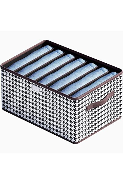 DAMUR Textile Storage Box, DAMUR, Black-White, 7 Compartments, 44x30x20 cm