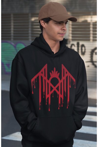 SEVBANO هودي سليب توكن روك ميتال مطبوع للجنسين قصة فضفاضة ميوزيك جروب