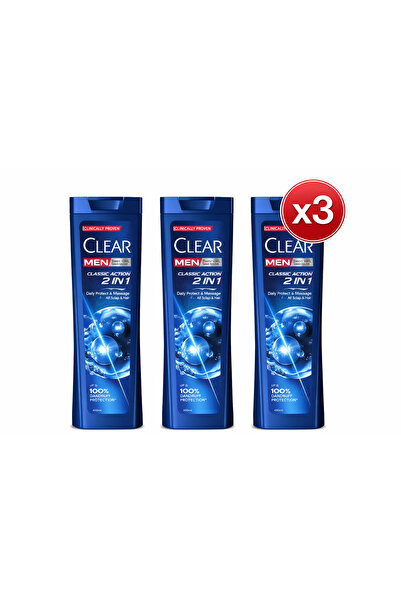 Clear Men Classic Action 2 in 1 Anti-Dandruff Shampoo, 225 ml – Cleansing & Care
