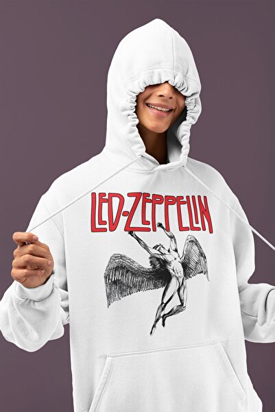 SEVBANO هودي ليد زيبلين روك ميتال مطبوع للجنسين قصة فضفاضة موسيقى جروبي هودي