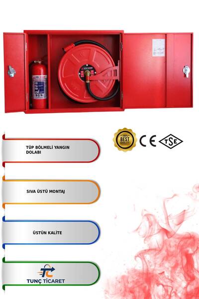 TUNÇ ONLİNE TUNÇ TİCARET 1” Tek Saç Kapak 30MT Hortumlu 1MM Sıva Üstü Yangın ...