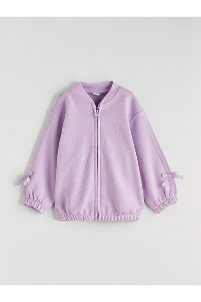 LC Waikiki Bow Detail Girl's Zippered Sweatshirt