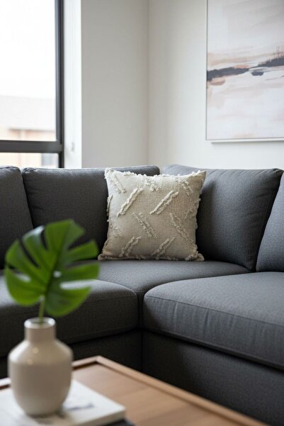 ŞENER HOME Bearded Limi Chenille Double-Sided Cushion Cover Mink