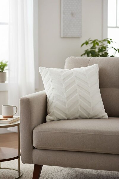 ŞENER HOME Wellsoft Double-Sided Throw Pillow Cover Cream