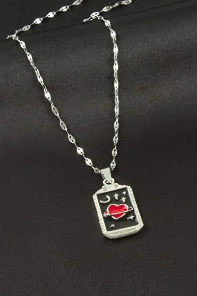 Marsilyan Heart Steel Tarot Necklace Ilkel-Bjt940
