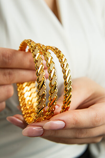 VİYANGOLD 22 AYAR 3LÜ DUBLE ADANA BURMA ALTIN KAPLAMA BİLEZİK