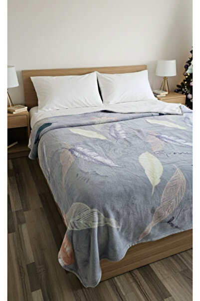 FIONNA.RO Cocolino Blanket Medium Thickness 200x230cm - Gray With Drawn Feathers