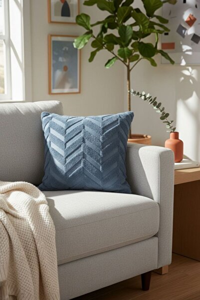 ŞENER HOME Wellsoft Double-Sided Throw Pillow Cover Indigo