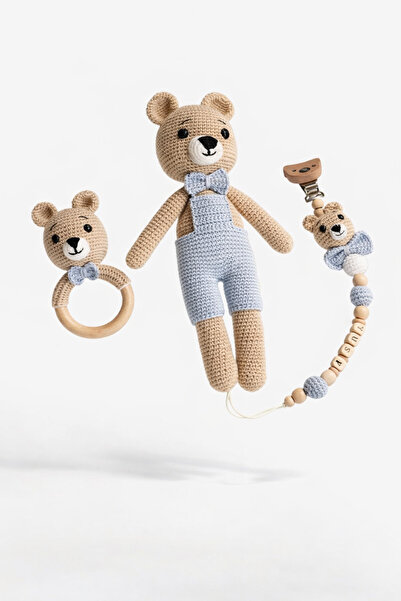 SineklikStoree El Yapımı Amigurumi Ayıcık Bebek Hediye Seti – Organik Örgü Oy...