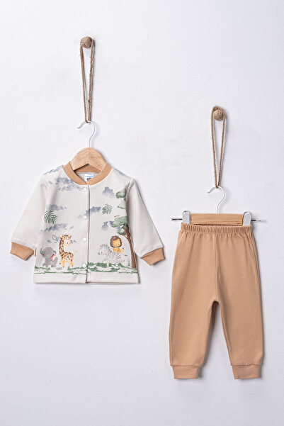 Hoppidik Tuval Africa Quintet Printed Pajama Set with Front Snap Fasteners, 2...