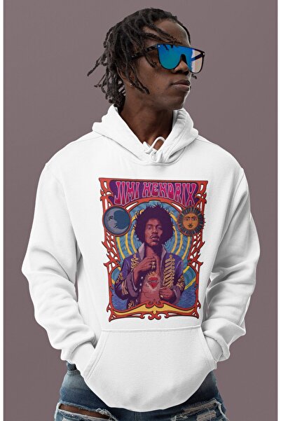 SEVBANO Τζίμι Χέντριξ Τυπωμένο Unisex Oversize Hoodie τραγουδιστή με στάμπα