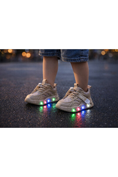 Bebelul CREAM πάνινα παπούτσια με φώτα - Seika