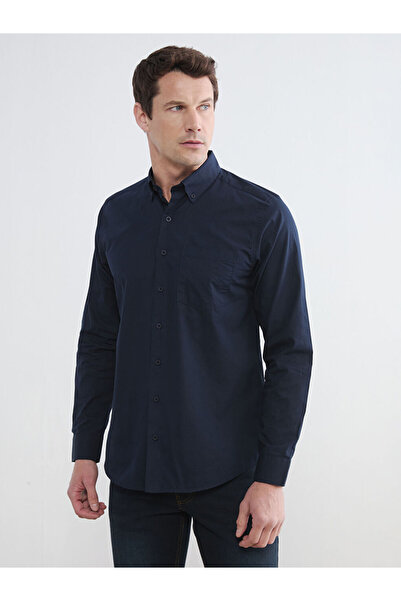 LC Waikiki Ανδρικό πουκάμισο GiyÇık Store den Mavi Regular Fit από ποπλίνα