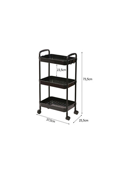 verk group Κινητό ράφι με 3 επίπεδα και άγκιστρα – Ιδανικό για μπάνιο και κου...