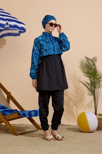 GAVLİA Women's Hijab Swimsuit 4-Piece Set - Full Coverage with Zipper..