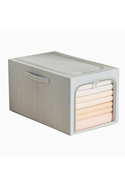 DAMUR Storage Box, 56L, Made of Linen and Cotton, Foldable, Steel Frame, 53 x...