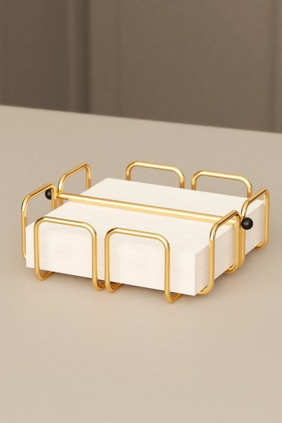 wearme Gold Plated Metal Desktop Napkin Holder Modern Decorative Napkin Organizer