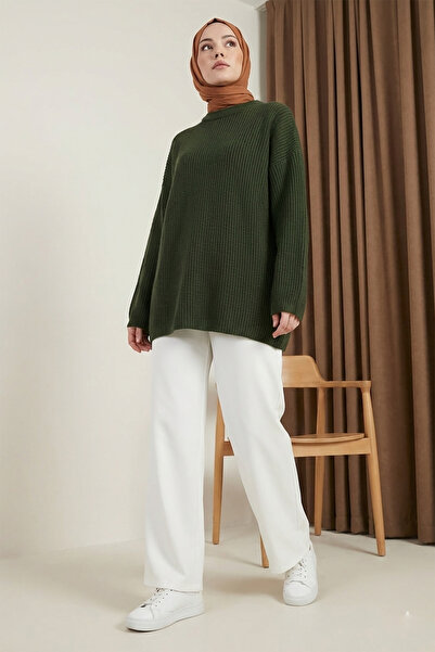 MODAQU Crew Neck Casual Knitwear Sweater - Khaki