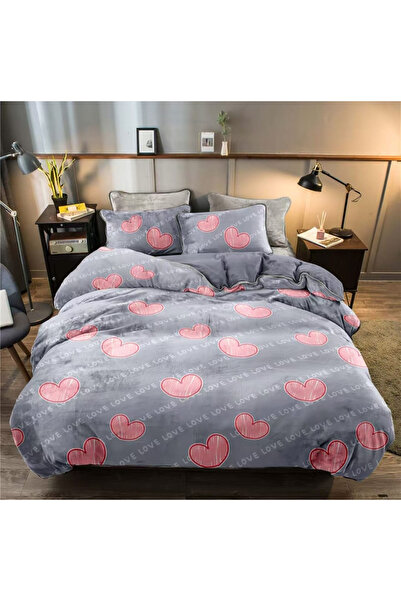 FIONNA.RO Cocolino Thin Blanket 200x230cm - Grey With Hearts
