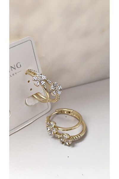 DİAVENTA TAKI VE AKSESUAR Xuping Vip Küpe - Xuping Zirkon Taşlı Çiçekli Halka...