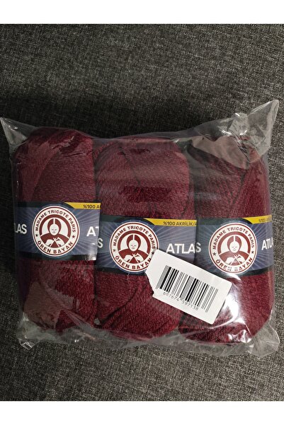 Ören Bayan ATLAS Bordo El Örgü İpi (3 Adet) - Renk: 035