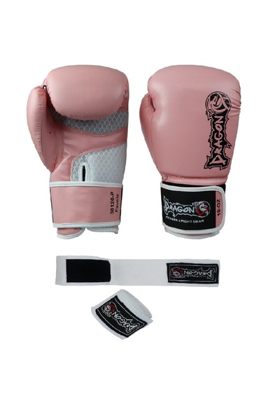 Dragondo Dragon Favela Pink Boxing Gloves and Bandage Set Kick Boxing Muay Th...