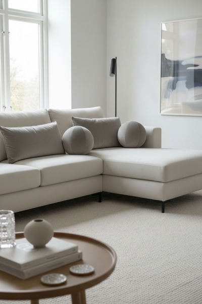 JACA Dekoratif Yastık Seti Top Şeklinde Yastık ve Dikdörtgen Seti (2 Adet)