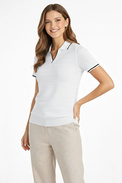 velmorafashion Women's Knitwear Fabric Collared Buttonless Open Collar Corded...