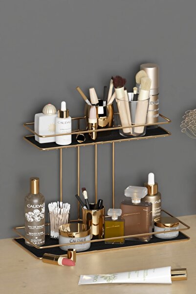 wearme Gold 2-Tier Organizer Tray Bathroom Makeup Cosmetic Jewelry Organizer ...