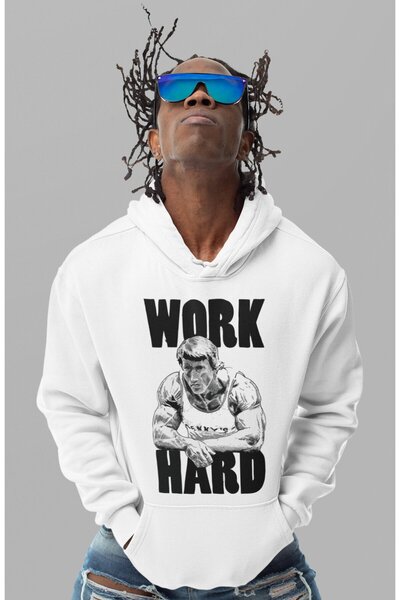 SEVBANO هودي بتصميم أرنولد وورك هارد لكمال الأجسام واللياقة البدنية مطبوع للج...