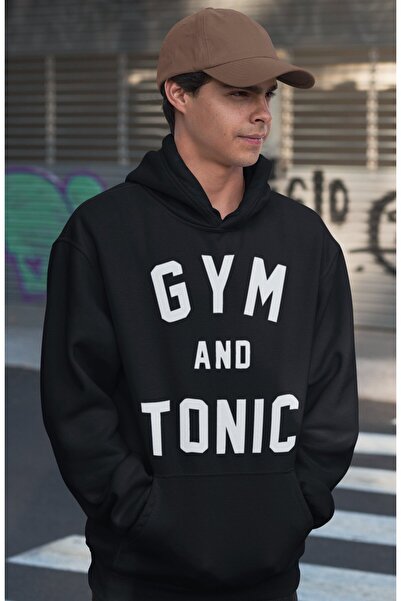 SEVBANO هودي رياضي مطبوع عليه Gym And Tonic للجنسين قصة فضفاضة لكمال الأجسام ...