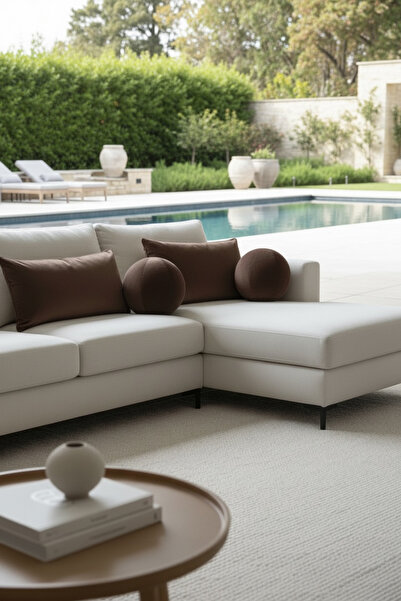 JACA Dekoratif Yastık Seti Top Şeklinde Yastık ve Dikdörtgen Seti (2 Adet)