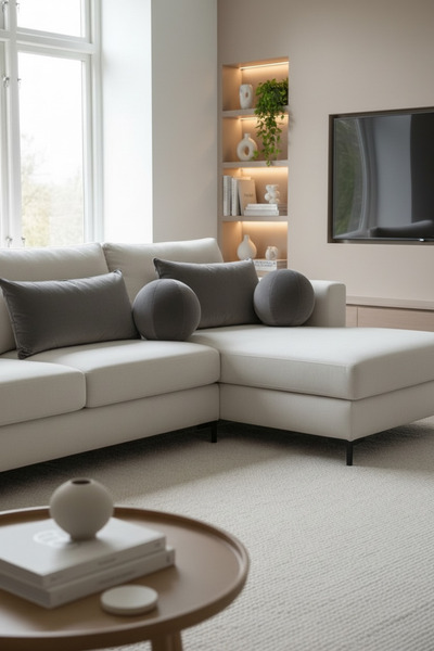 JACA Dekoratif Yastık Seti Top Şeklinde Yastık ve Dikdörtgen Seti (2 Adet)