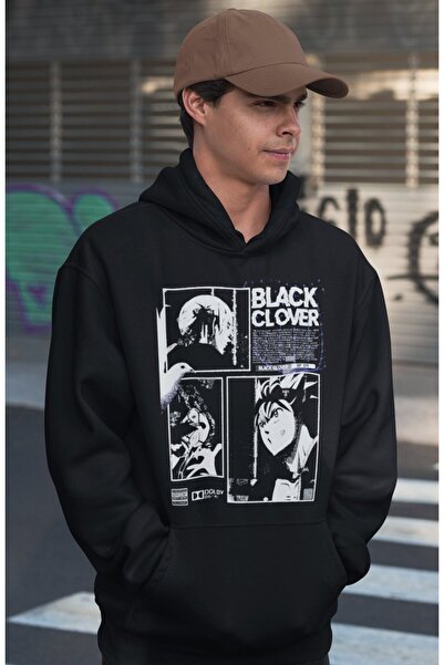 SEVBANO هودي بلاك كلوفر مطبوع للجنسين قصة فضفاضة من سلسلة الأنمي
