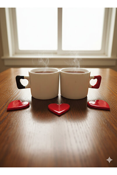 Renklerin Atölyesi Kalp kulplu 2li mug kupa - subliminasyona uygun