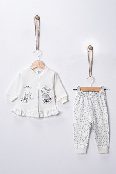 Hoppidik Gilded Print Glitter Drawstring Ruffle Front Snap Fastener 2-Piece G...