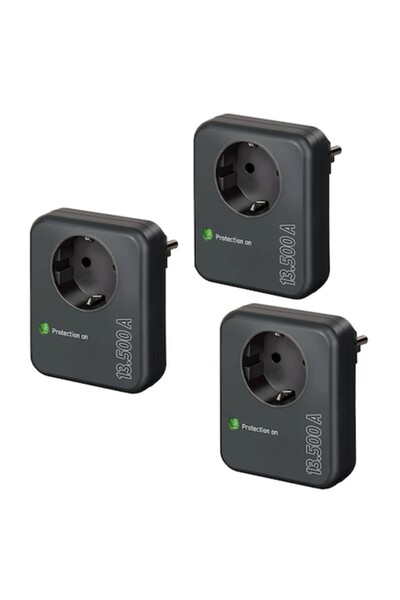 DAMUR Set de 3 adaptoare profesionale pentru prize cu protecție la supratensi...