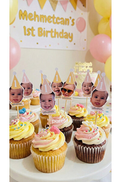 partikuki Fotoğraflı Bütün Yaş Doğum Günü Cupcake Süsü İsme Özel Yüz Baskılı ...
