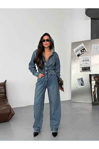 moda gk Hooded Comfortable Denim Overalls