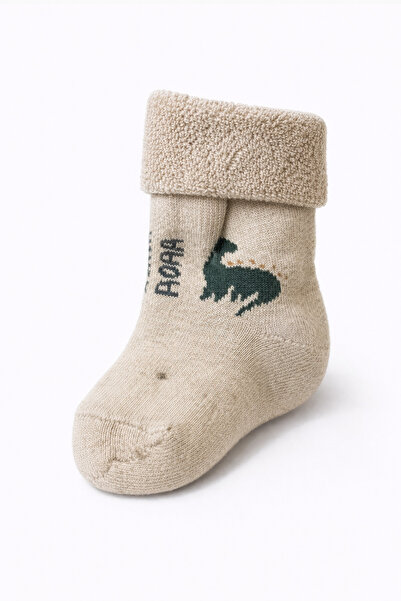 BRIDEIST WEDDING CO Cotton Towel-Based Patterned Children's Socks with Dinosa...