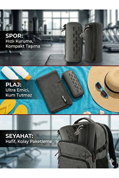 PASACO Microfiber Quick Drying Towel with Bag Gift Water Absorbent Sports Bea...