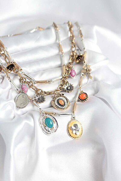 takitokaciniz Pirinç Otantik Kolye Seti