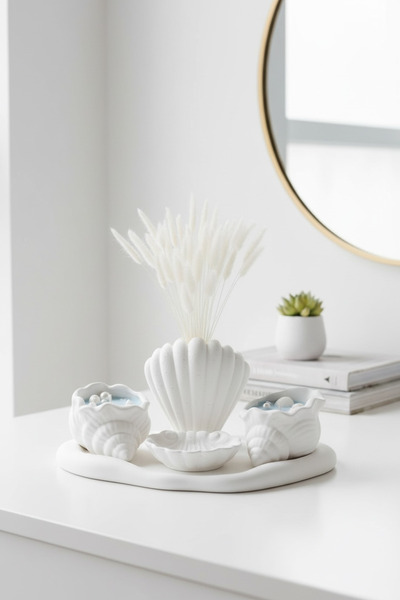 LALEZEN HOME 5li Set Deniz Kabuklu Set