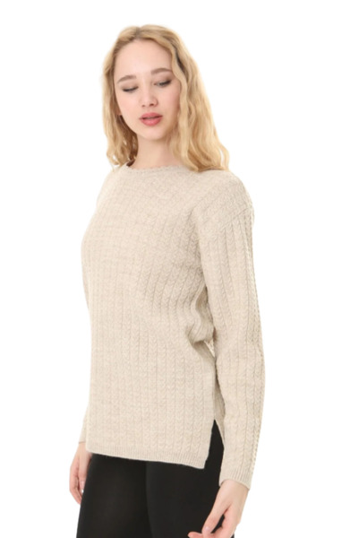 Elçelya Moda Women's Stretchy Knitwear Hair Knitted Mother Wool Sweater