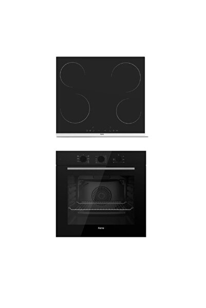 Ferre Flowart Serisi 2'Li Siyah Ankastre Set (QBL62CS MS261 Elektirikli Ocak )