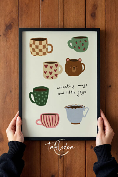 tablodea Pinterest Căni de cafea colorate Tablou cu colțuri de cafea cu ilust...