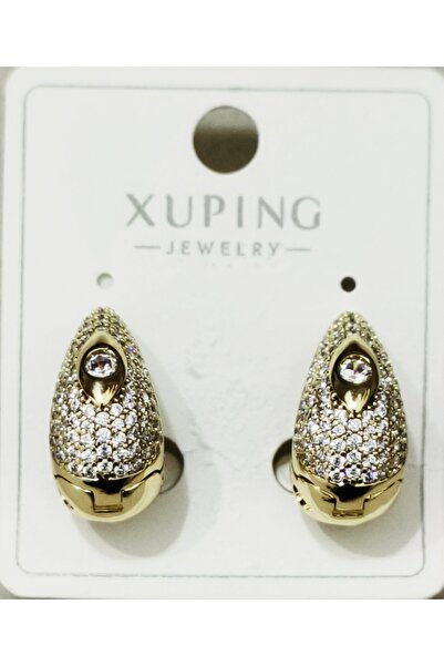 XUPING JEWELRY Xuping Steel Earrings Gold Zircon Stone Women's Minimal Anti-A...